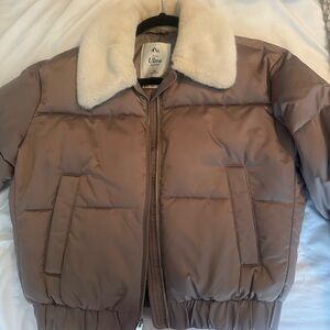 A&F Faux Fur Collar Mini Ultra Puffer